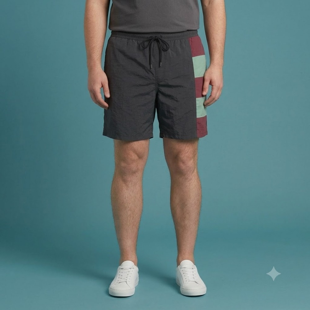 Jantzen Sport Swim Trunks Mens XL Black Colorblock Vintage Board Shorts